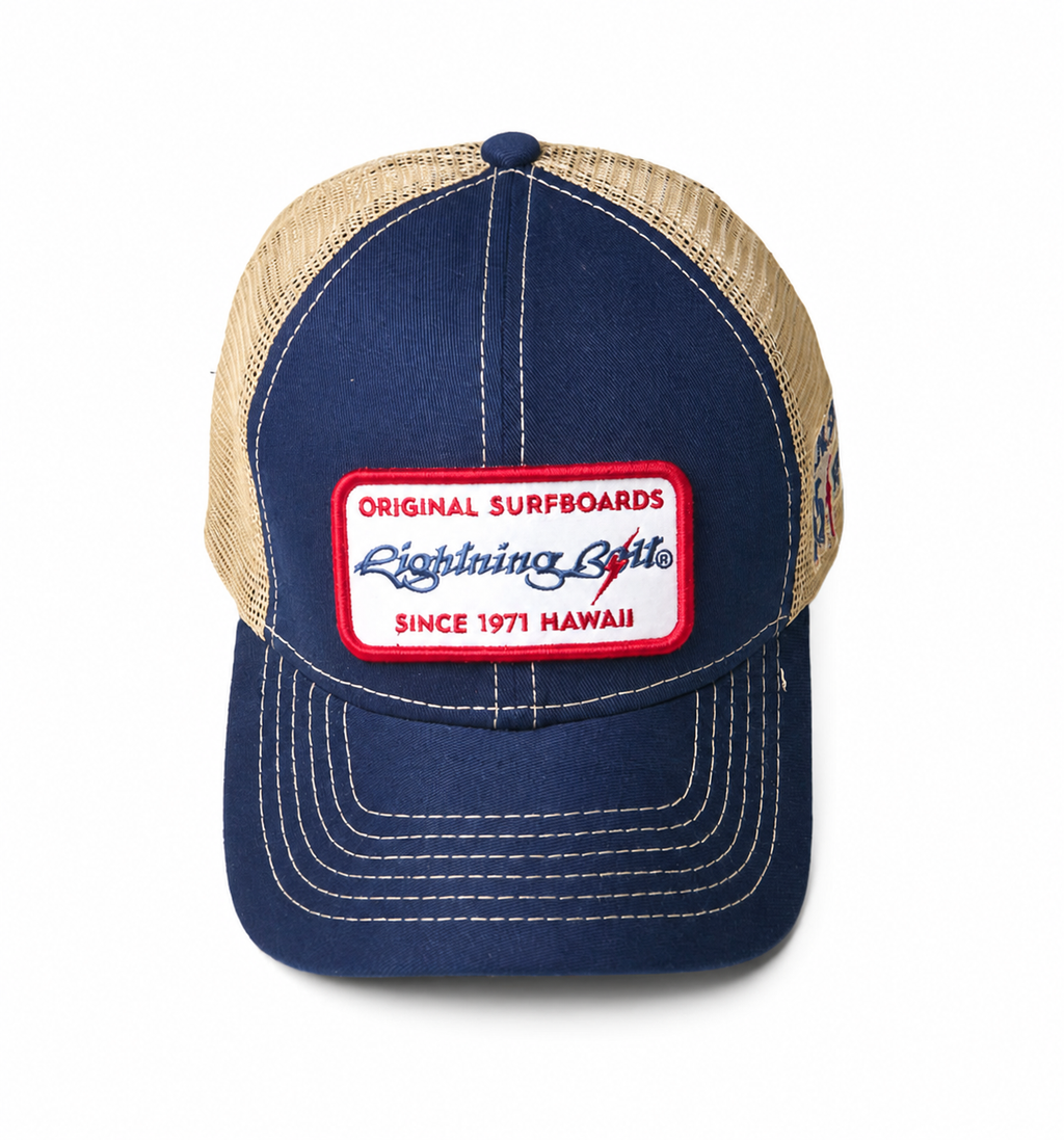 Boné Trucker Patch 55 anos - azul
