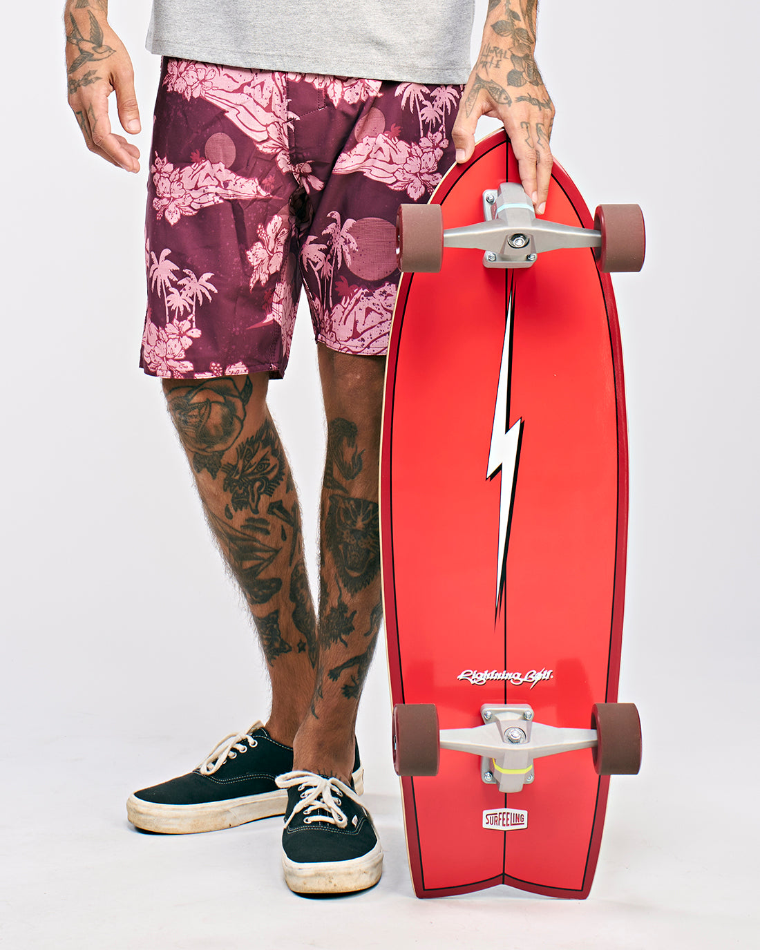 SKATE SIMULADOR DE SURF LIGHTNING BOLT x SURFEELING - VERMELHO