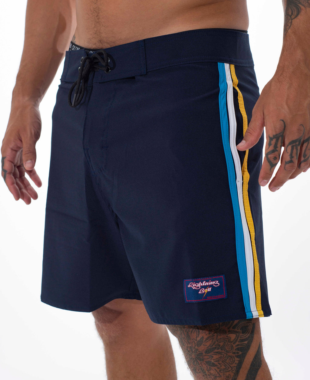 Bermuda de Surf Híbrida 16" Stripes Vintage - Azul