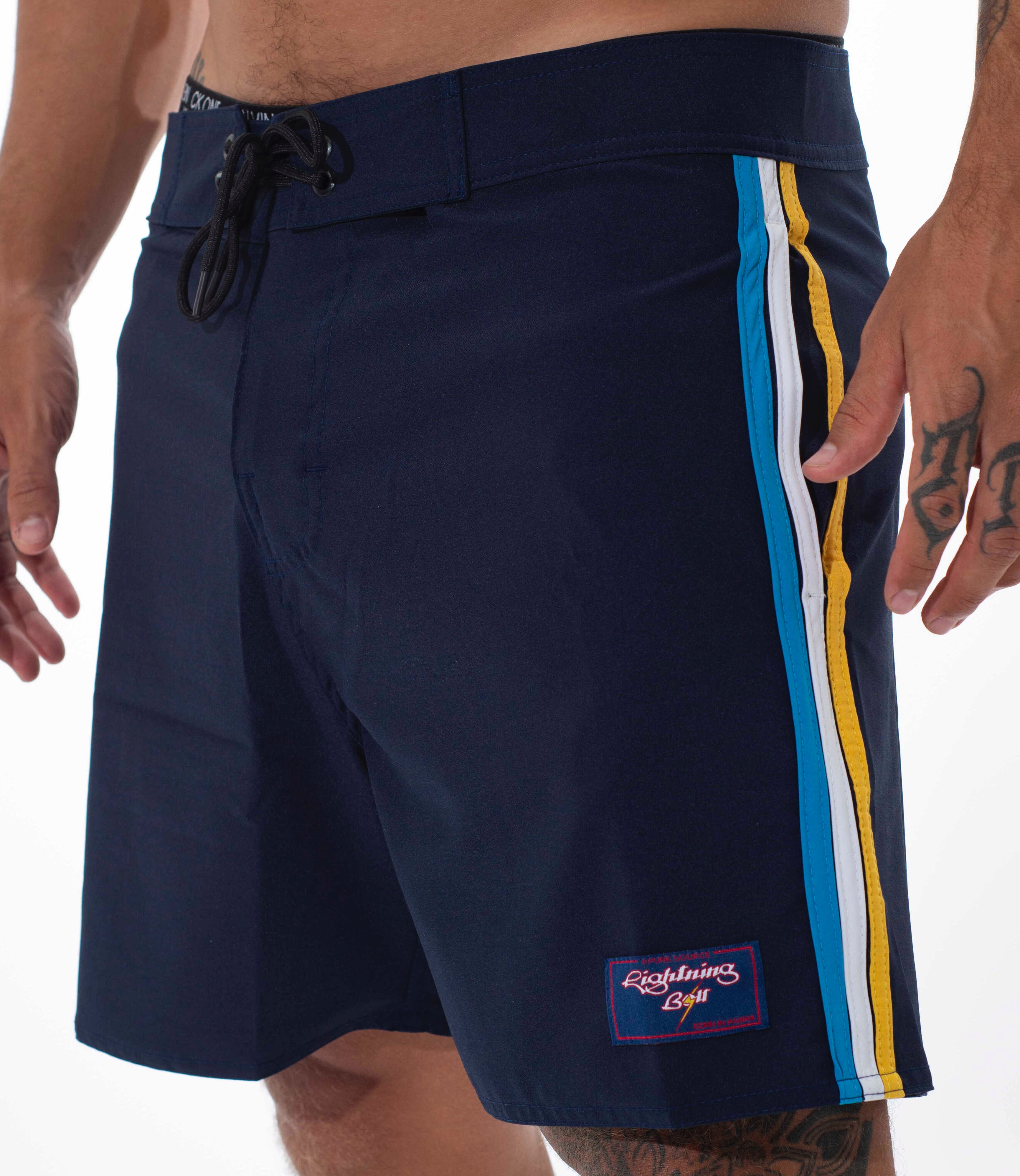 Bermuda de Surf Híbrida 16" Stripes Vintage - Azul