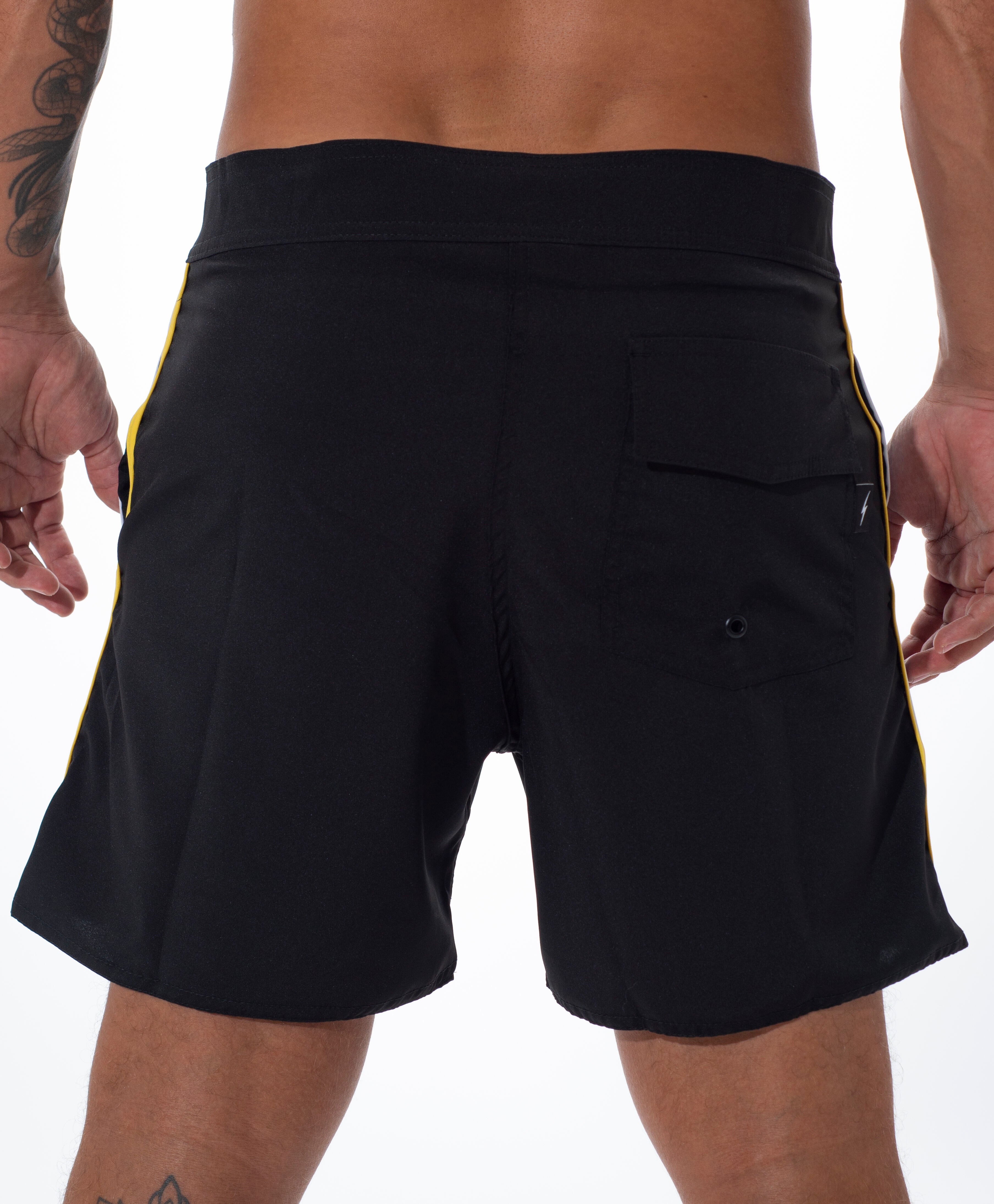 Bermuda de Surf Híbrida 16" Stripes Vintage - Preto