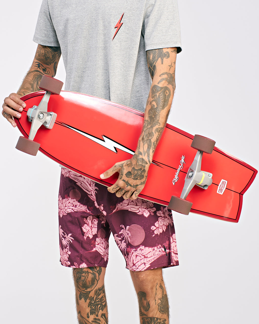 SKATE SIMULADOR DE SURF LIGHTNING BOLT x SURFEELING - VERMELHO