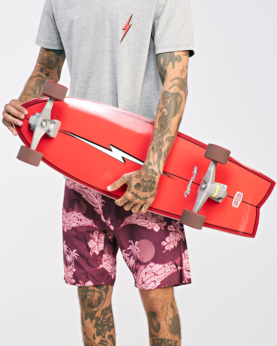 SKATE SIMULADOR DE SURF LIGHTNING BOLT x SURFEELING - VERMELHO