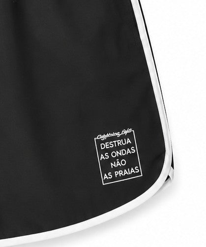Shorts Retro 17" Destrua As Ondas Vies - Preto