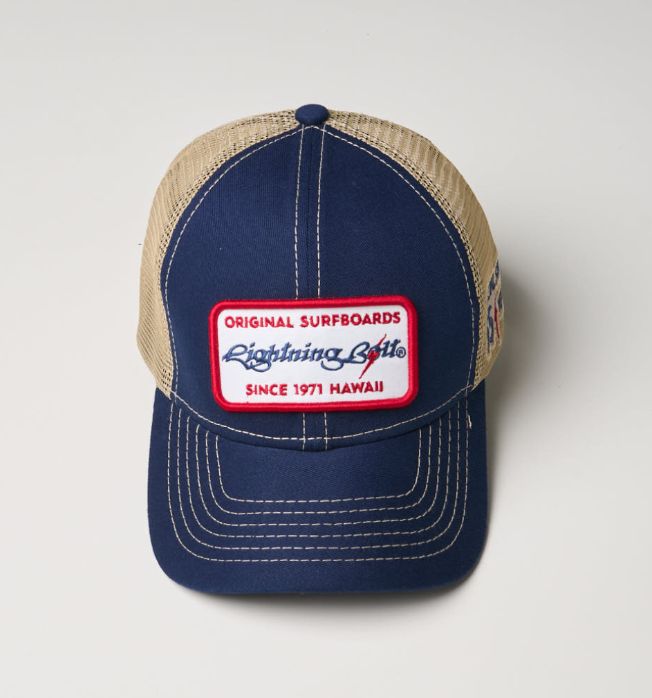 Boné Trucker Patch 55 anos - azul