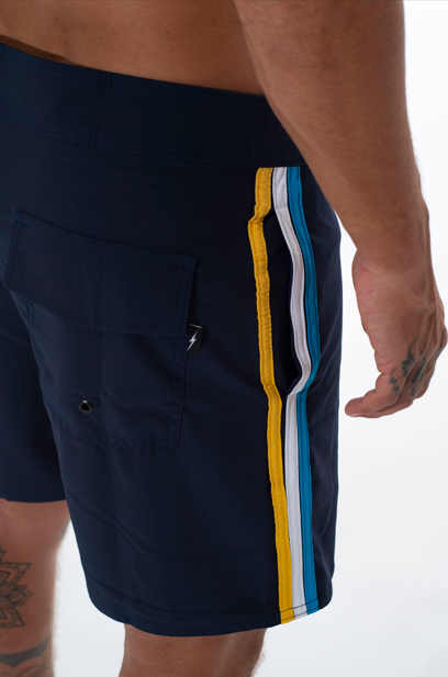 Bermuda de Surf Híbrida 16" Stripes Vintage - Azul