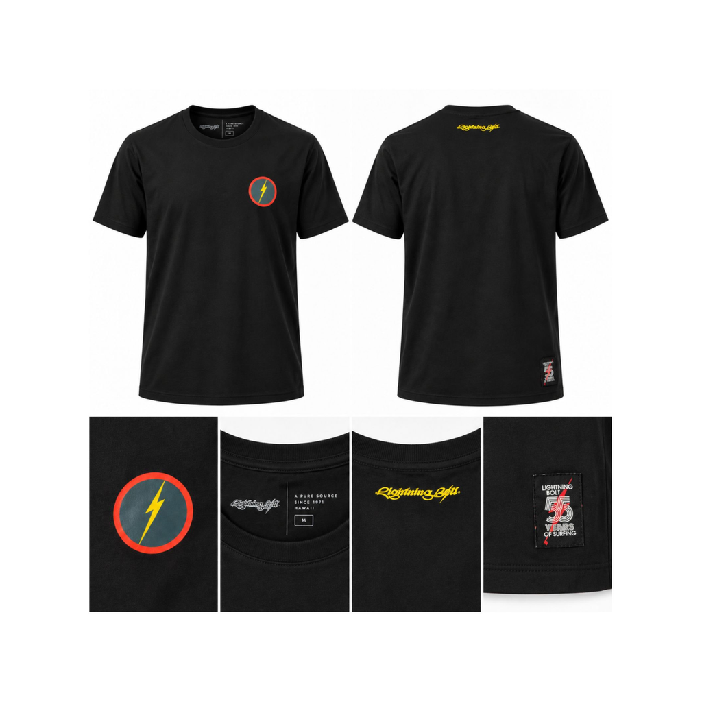 Camiseta Round Lightning Bolt 55 anos - preto