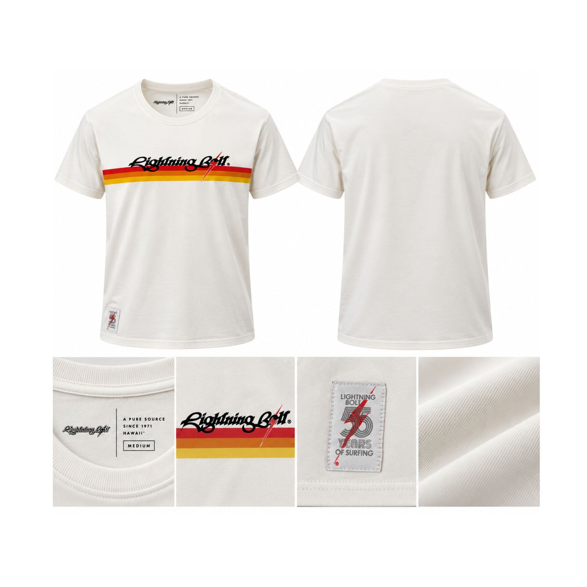 Camiseta Estonada Stripes Logo 55 Anos - Off White