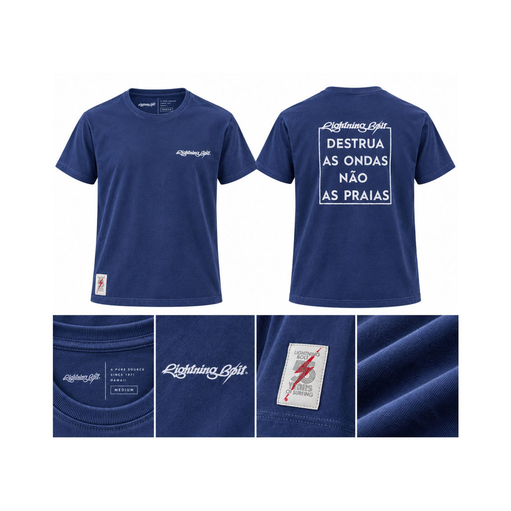 Camiseta estonada Destrua as Ondas 55 Anos - AZUL