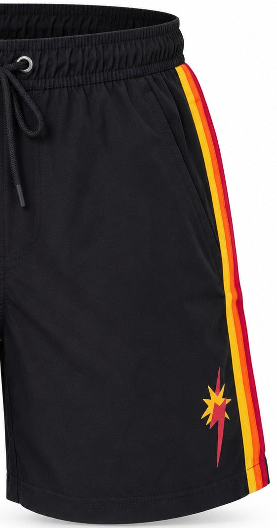 Shorts Retrô Plus Size 16" Star Bolt Vies - Preto