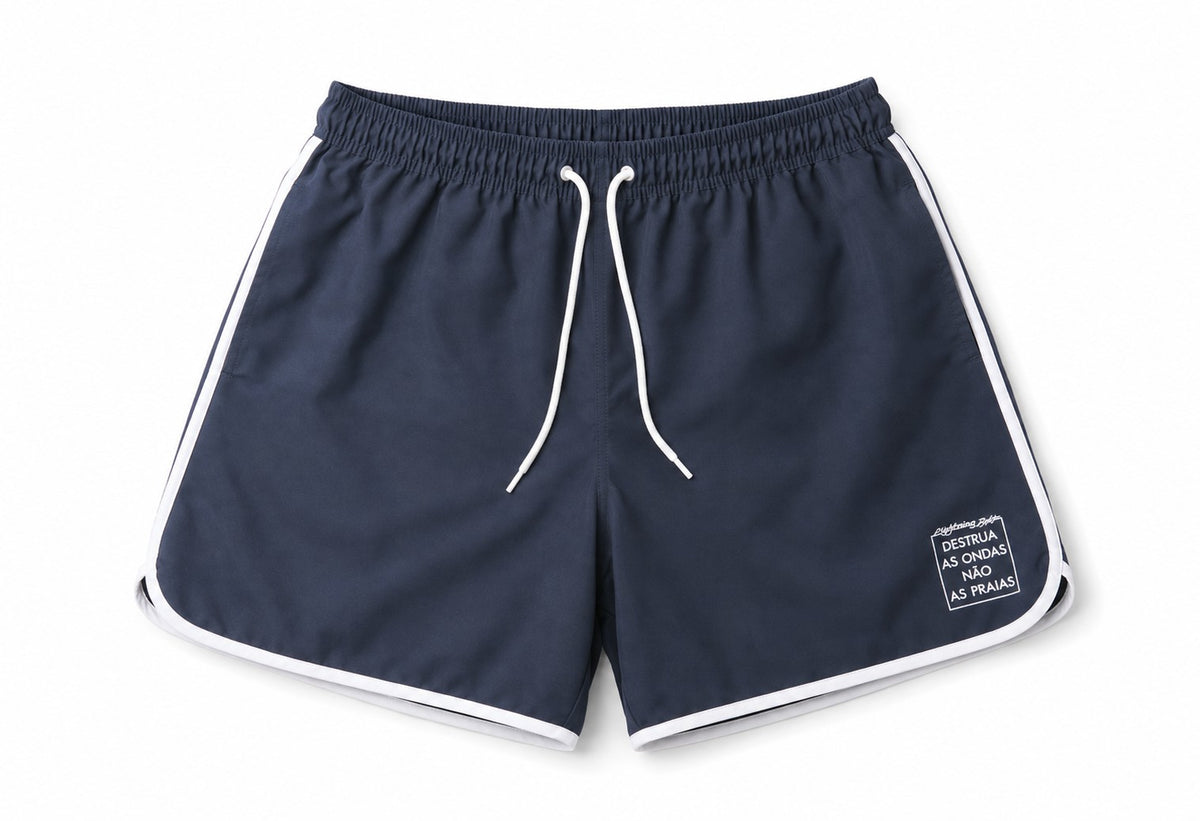 Shorts Retro 17" Destrua As Ondas Vies - Azul