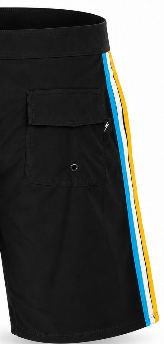 Bermuda de Surf Híbrida 16" Stripes Vintage - Preto