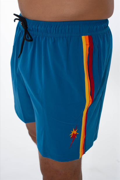 Shorts Retrô Plus Size 16" Star Bolt - Azul