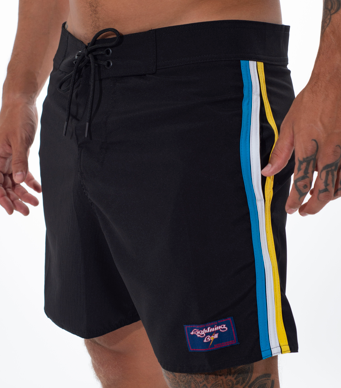 Bermuda de Surf Híbrida 16" Stripes Vintage - Preto
