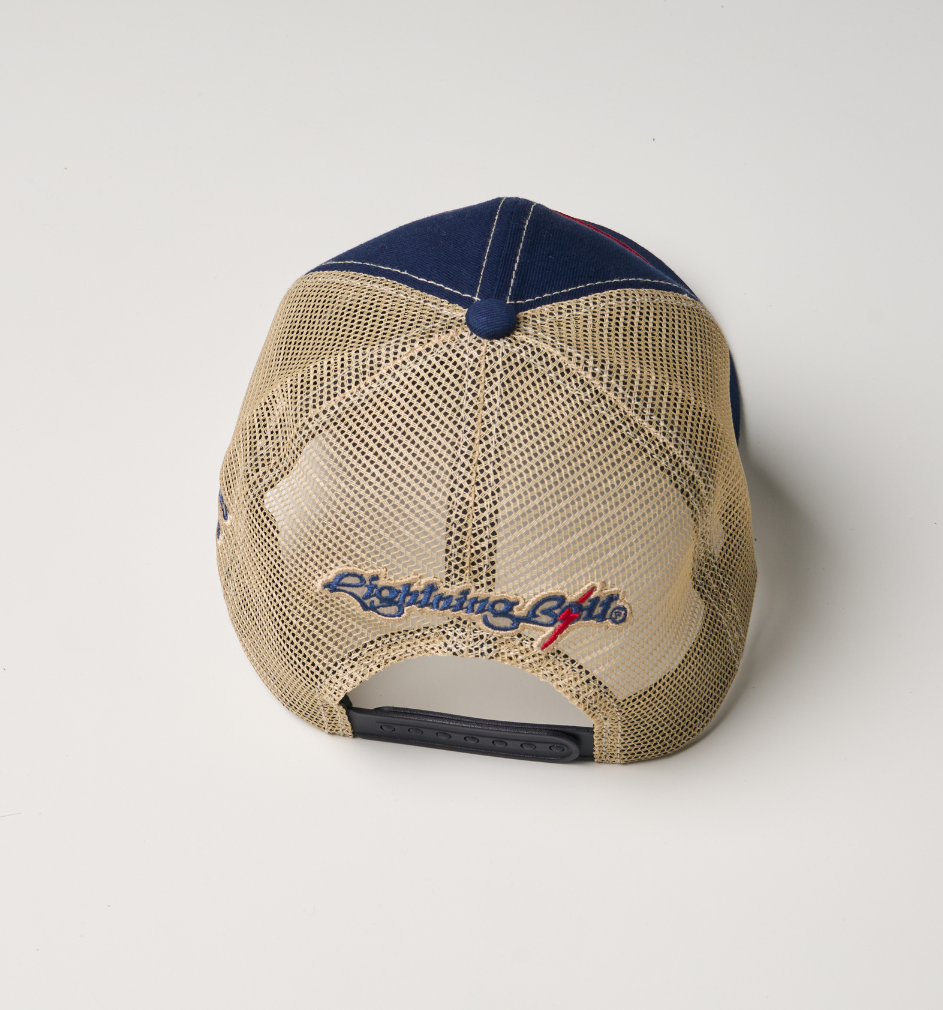 Boné Trucker Patch 55 anos - azul